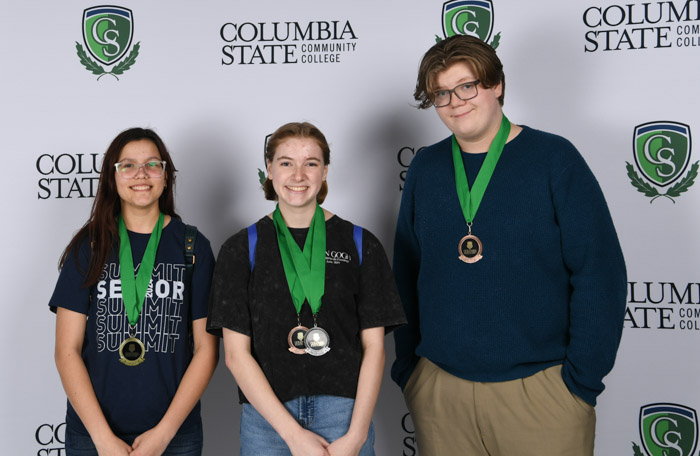 U.S. Constitution Winners (left to right): First place winner, Samantha Lopez of Summit High School; second place winner, Lauren Arnold of Summit High School; and third place winner, Jack Morgan of Hickman County High School.