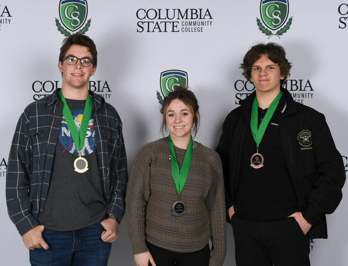 World Geography Winners (left to right): First place winner, Brice Coates of Hickman County High School; second place winner, Olivia Johnson of Summit High School; and Evan Robinson of Summit High School.