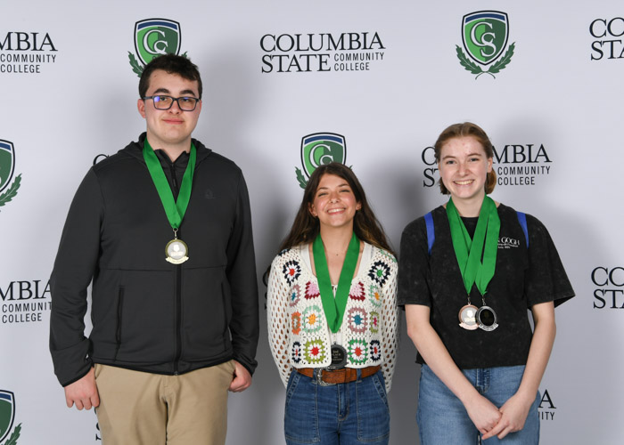 American History (left to right): First place winner, Nathaniel Card of Columbia Academy; second place winner, Ahriana Longo of Santa Fe Unit School; and third place winner, Lauren Arnold of Summit High School.