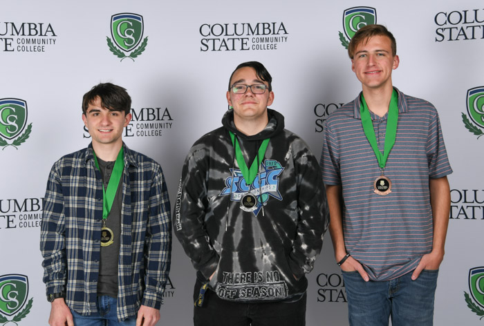 Trigonometry Winners (left to right): First place winner, Jerek Tatgenhorst of Summit High School; second place winner, Matthew Cadugan of Spring Hill High School; and third place winner, Ethan Johnson of Spring Hill High School. 