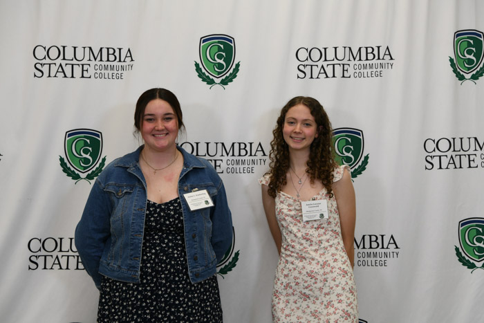 Pictured (left to right): Amber Lynn Kimberling received the Engineering Systems Technology Academic Discipline Award and the TCCAA First Team All-Academic Athletics Women's Soccer award; and Amelia Lorraine Greenwald received the Music Academic Discipline Award as well as TCCAA First Team and NJCAA Second Team All-Academic Athletics Women's Soccer awards. Not pictured: Savannah A. Haupt received an Academic Excellence award, TCCAA Diamond Team and NJCAA First Team All-Academic Athletics Women's Soccer awards and a United Soccer Coaches NJCAA Scholar All-American Second Team award; and Dylan J. Kazee received a TCCAA First Team All-Academic Athletics Baseball award.