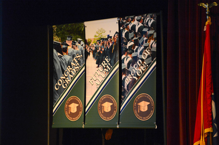 Lightpole banners that will flank the newly named Dr. O. Rebecca Hawkins Graduate Promenade at Columbia State.