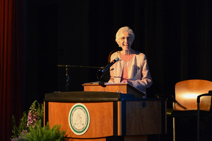 Dr. O. Rebecca Hawkins, president emeritus of Columbia State, at the naming ceremony for the Dr. O. Rebecca Hawkins Plaza and Graduate Promenade.