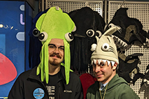 Two students in silly hats